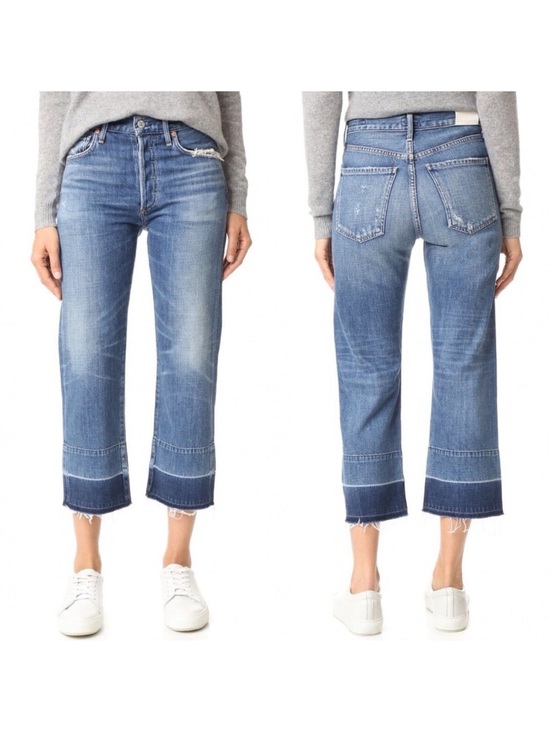 Citizens Of Humanity Denim - Citizens of Humanity Cora Crop Relaxed Undone Hem Button Fly Jeans 27